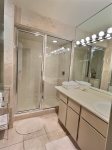 Vanity and shower in Queen Suite Bedroom